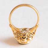 Vintage-Gänseblümchenring aus 18-karätigem Gelbgold mit Saphir (ca. 3.20 ct) und Diamanten im Brillantschliff (ca. 1.40 ctw), 60er Jahre