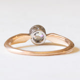 Antiker Solitär aus 14-karätigem Gelbgold und Silber im Old-Mine-Schliff (ca. 0.30 ct), 10er Jahre