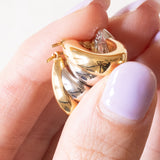 Vintage-Doppel-Creolen aus 18-karätigem Gold (Gelb und Weiß), 60er Jahre