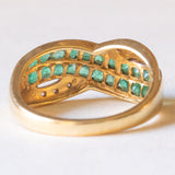 Vintage-Bandring aus 18 Karat Gelbgold und Weißgold mit Smaragd und Diamant, 60er/70er Jahre