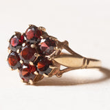 Vintage 9K Gelbgold Granat Gänseblümchen Ring, 90er Jahre