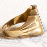 Vintage 8K Gelbgold Heliotrop (Blutstein) Siegelring, 50er/60er Jahre