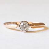 Antiker Solitär aus 14-karätigem Gelbgold und Silber im Old-Mine-Schliff (ca. 0.30 ct), 10er Jahre