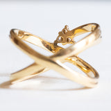 Vintage-Ring aus 18-karätigem Gelbgold mit Diamanten im Brillantschliff (ca. 0.06 ctw), 70er/80er Jahre