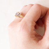 Vintage-Ring aus 9 Karat Gelb- und Weißgold mit Tansanit und Diamant, 70er Jahre