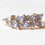 Vintage-Ring aus 9 Karat Gelb- und Weißgold mit Tansanit und Diamant, 70er Jahre