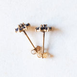 Vintage-Blumenohrringe aus 9-karätigem Gelbgold mit Saphiren