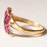 Vintage-Ring aus 18 Karat Gelbgold und Weißgold mit synthetischem Rubin und Diamant, 60er/70er Jahre