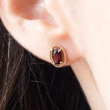 Vintage-Ohrringe aus 9-karätigem Gelbgold mit Granaten, 80er Jahre