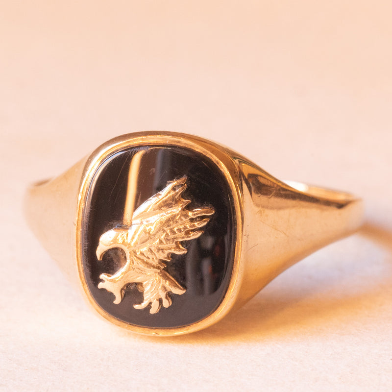 Anello Vintage Con Aquila E Piuma - Regolabile, Ipoallergenico, Stile Vichingo