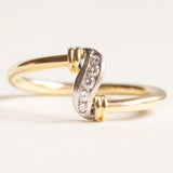 Vintage-Ring aus 18 Karat Gelbgold und Weißgold mit Diamanten im Brillantschliff (ca. 0.08 ctw), 40er/50er Jahre