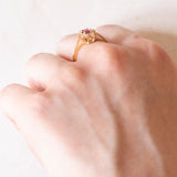 Vintage-Gänseblümchen-Ring aus 14-karätigem Gelbgold mit Rubinen (ca. 0.30 ct) und Diamanten (ca. 0.10 ctw), 70er Jahre