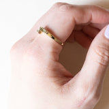 Vintage 9 Karat Gelbgold hellgrüner Peridot (ca. 0.30 Karat) Ring, 70er Jahre