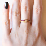 Vintage 18 Karat Gelbgold Ring mit Rubinen und Diamanten, 70er Jahre