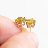 Boucles d'oreilles vintage point lumineux en or jaune 9K avec diamants jaunes (traités naturels)