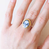 Vintage-Ring aus 18-karätigem Gelbgold mit Achat-Kamee, 50er/60er Jahre