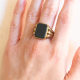 Vintage 8K Gelbgold Heliotrop (Blutstein) Siegelring, 50er/60er Jahre