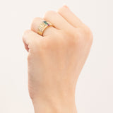 Drei Vintage-Ringe aus 14-karätigem Gelbgold mit Rubin (ca. 0.15 ct), Smaragd (0.15 ct), Saphir (ca. 0.20 ct) und Diamanten (ca. 0.30 ct), 70er Jahre