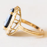 Vintage-Ring aus 18-karätigem Gelbgold mit Achat-Kamee, 50er/60er Jahre