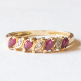 Vintage 18 Karat Gelbgold Ring mit Rubinen und Diamanten, 70er Jahre