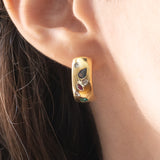 Vintage 14K Goldohrringe mit Diamanten, Rubinen, Smaragden und Saphiren, 70er / 80er Jahre