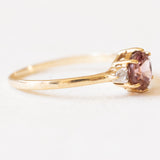 Vintage-Trilogie aus 9-karätigem Gelb- und Weißgold mit synthetischem rosa Spinell (ca. 1 Karat) und weißen Saphiren, 70er/80er Jahre