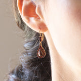 Boucles d'oreilles pendantes vintage en or jaune 9 carats et grenat, 60s