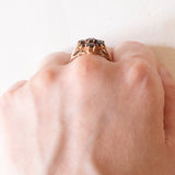 Vintage 9K Gelbgold Granat Gänseblümchen Ring, 90er Jahre