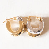 Vintage-Doppel-Creolen aus 18-karätigem Gold (Gelb und Weiß), 60er Jahre