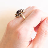 Винтажное кольцо из 8-каратного желтого золота с гранатом и ромашкой, 50-е годы