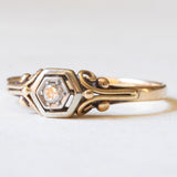 Antiker Diamant-Solitär im Brillantschliff aus 14 Karat Gelbgold und Silber, 20er/30er Jahre