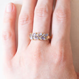 Vintage-Ring aus 9 Karat Gelb- und Weißgold mit Tansanit und Diamant, 70er Jahre