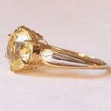 Vintage 9 Karat Gelbgold & Weißgold Citrin (ca. 6 Karat) Cocktailring, 60er Jahre