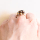 Vintage 8 Karat Gelbgold-Granat-Gänseblümchen-Ring, 50er Jahre