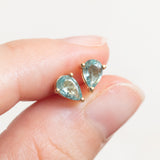 Vintage-Ohrringe mit Lichtpunkten aus 10-karätigem Gelbgold mit Aquamarinen