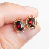 Vintage-Ohrringe aus 9-karätigem Gelbgold mit Granaten, 80er Jahre