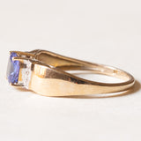 Vintage-Ring aus 9K Gelb- und Weißgold mit Tansanit (ca. 0.80 ct) und Diamanten, 70er/80er Jahre