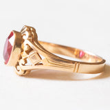 Vintage-Ring aus 14-karätigem Gelbgold mit synthetischem Rubin (ca. 1.50 ct), 40er Jahre