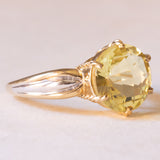 Vintage 9 Karat Gelbgold & Weißgold Citrin (ca. 6 Karat) Cocktailring, 60er Jahre