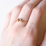 Vintage 18K yellow gold ring with rubies and diamonds, 60s