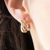 Vintage-Doppel-Creolen aus 18-karätigem Gold (Gelb und Weiß), 60er Jahre