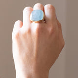 Vintage Ring in 9K Gelbgold mit Aquamarin (ca. 21.80ct), 60er/70er Jahre