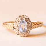 Vintage-Ring aus 9-karätigem Gelb- und Weißgold mit Saphir (ca. 0.60 ct) und Diamanten, 1987