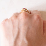 Vintage-Gänseblümchen-Ring aus 14-karätigem Gelbgold mit Rubinen (ca. 0.30 ct) und Diamanten (ca. 0.10 ctw), 70er Jahre