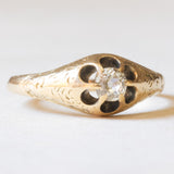 Antiker Solitär aus 18 Karat Gelbgold mit altem Diamanten im Minenschliff (ca. 0.22 ct), Anfang des 900. Jahrhunderts