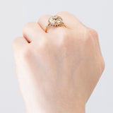 Gänseblümchen-Ring, umgewandelt aus einem antiken Ohrring aus 18 Karat Gelbgold mit Diamanten im Rosenschliff