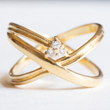 Vintage-Ring aus 18-karätigem Gelbgold mit Diamanten im Brillantschliff (ca. 0.06 ctw), 70er/80er Jahre