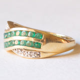 Vintage-Bandring aus 18 Karat Gelbgold und Weißgold mit Smaragd und Diamant, 60er/70er Jahre