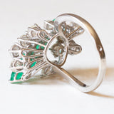 Vintage-Ring aus 18-karätigem Weißgold mit Diamanten (ca. 2 Karat) und Smaragd (ca. 1.90 Karat), 70er Jahre