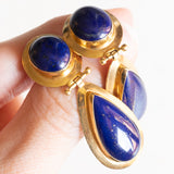 Vintage-Tropfenohrringe aus 18 Karat Gelbgold mit Lapislazuli, 60er Jahre